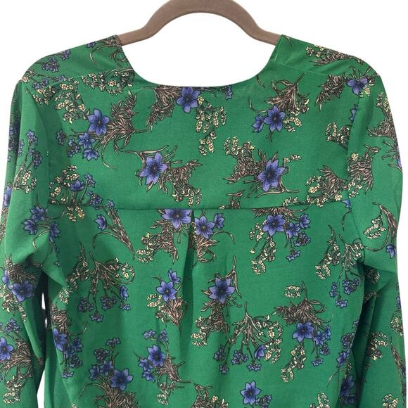 Heartloom Revolve Floral Surplice Wrap Long Sleeve Blouse Green Size M - Picture 8 of 11
